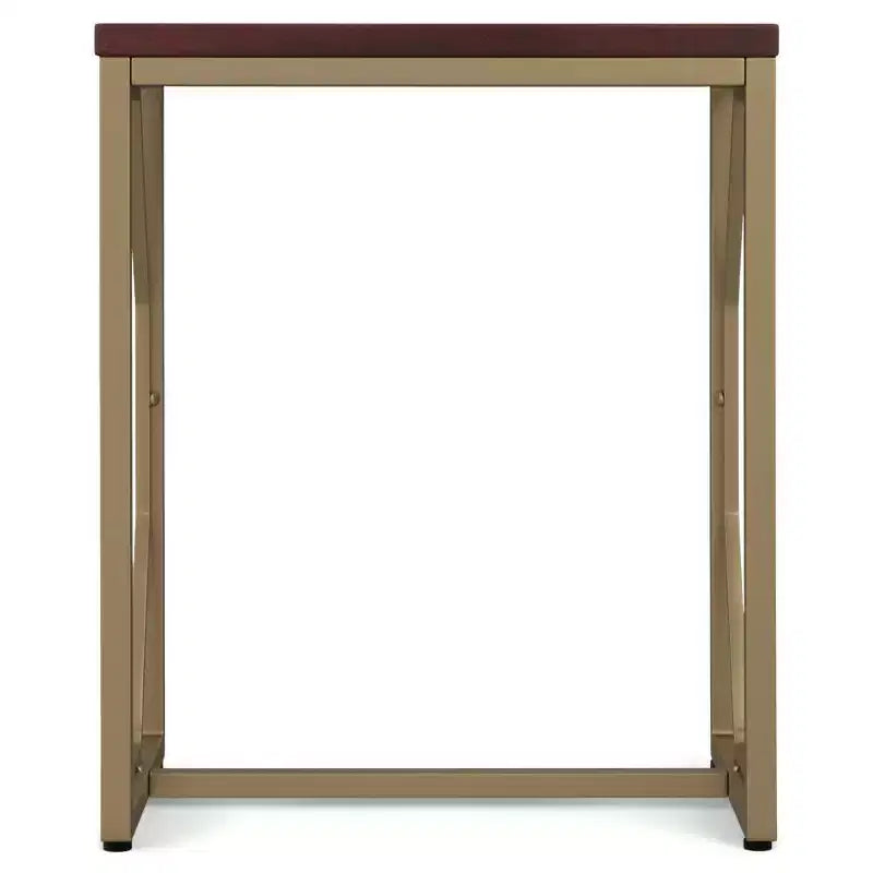 WyndenHall Ebsen Table d'appoint en métal et bois Cognac : Table d'appoint rectangulaire contemporaine, résistante aux rayures