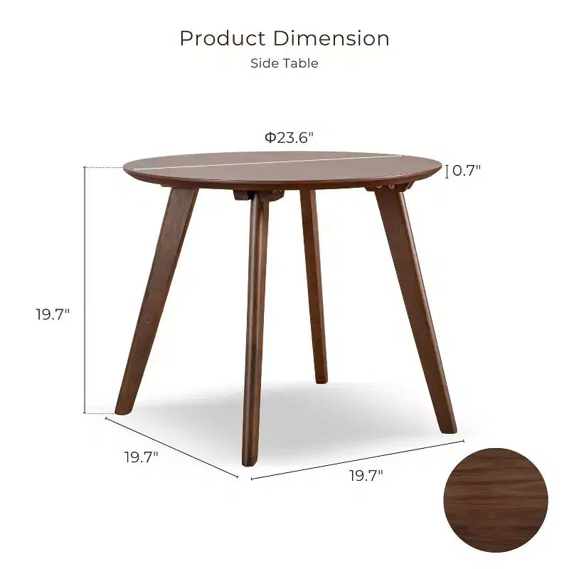 MAISONS : Intérieur + Extérieur Table d'appoint ronde Creekside 23" style Mid-Century Modern Noyer