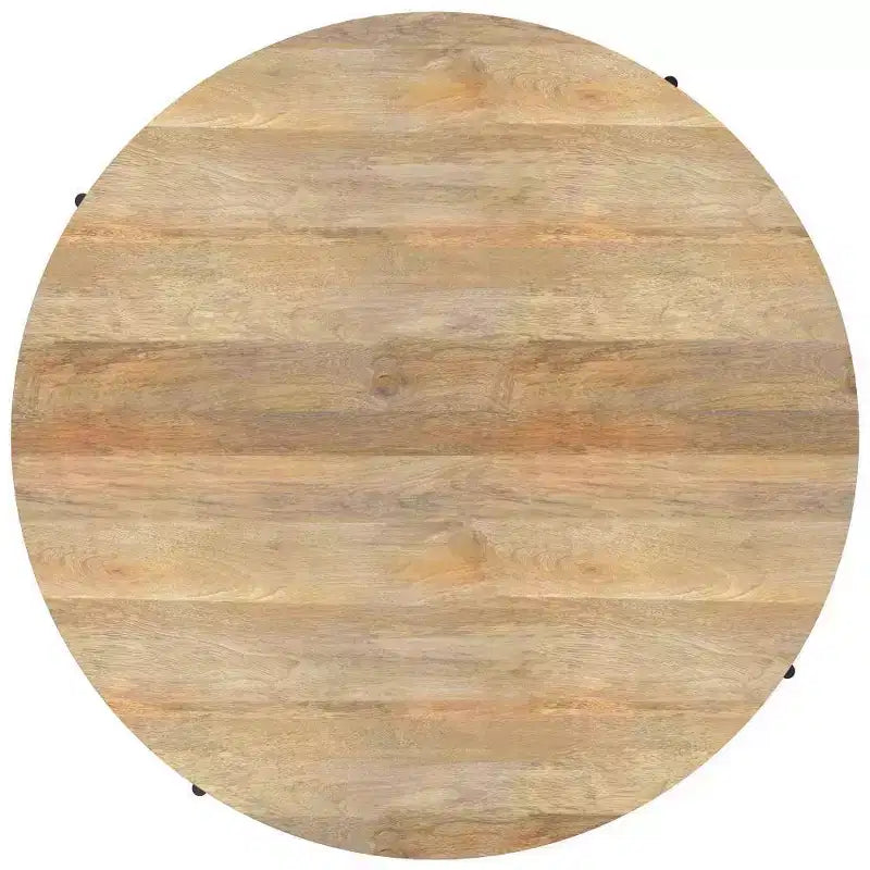 Table basse tambour WyndenHall Farmington Naturelle : style industriel moderne, bois de manguier et fer, 96,5 cm