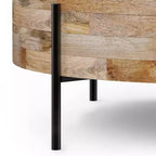 Table basse tambour WyndenHall Farmington Naturelle : style industriel moderne, bois de manguier et fer, 96,5 cm