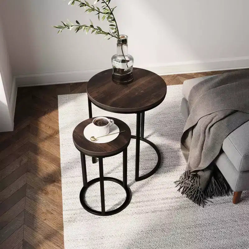 Tables gigognes rondes Nathan James Lula Muscade/Noir