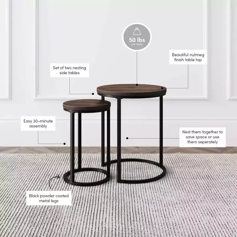 Tables gigognes rondes Nathan James Lula Muscade/Noir
