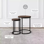 Tables gigognes rondes Nathan James Lula Muscade/Noir