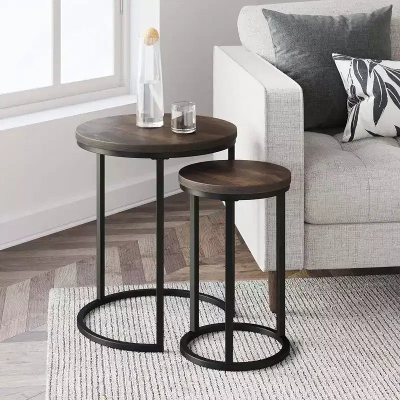 Tables gigognes rondes Nathan James Lula Muscade/Noir