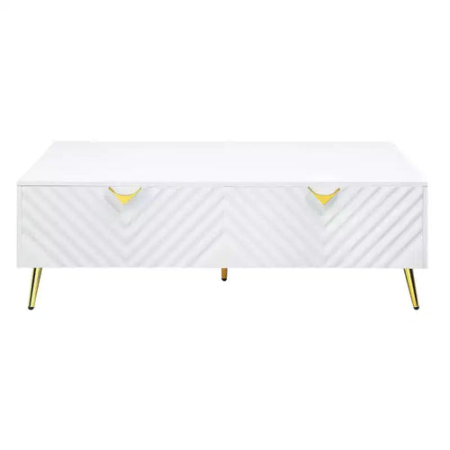 53" Gaines Coffee Table White High Gloss Finish - Acme Furniture: Chic Rectangular Design, No Assembly Required