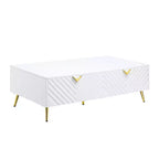 Table Basse Gaines 53" Blanc Brillant - Acme Furniture : Design Rectangulaire Chic, Aucun Assemblage Requis