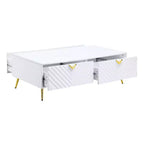 Table Basse Gaines 53" Blanc Brillant - Acme Furniture : Design Rectangulaire Chic, Aucun Assemblage Requis