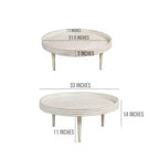 Table basse Urban Port 33" en bois de manguier massif fabriquée à la main, ronde, rainurée, avec bord surélevé, blanc vieilli