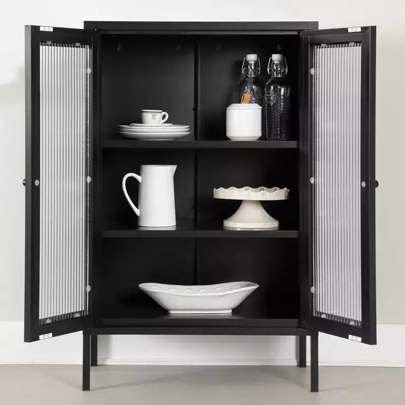 Meuble de rangement décoratif South Shore, 21,5 po de largeur, noir : Cadre en métal, 3 tablettes, assemblage d’un adulte requis