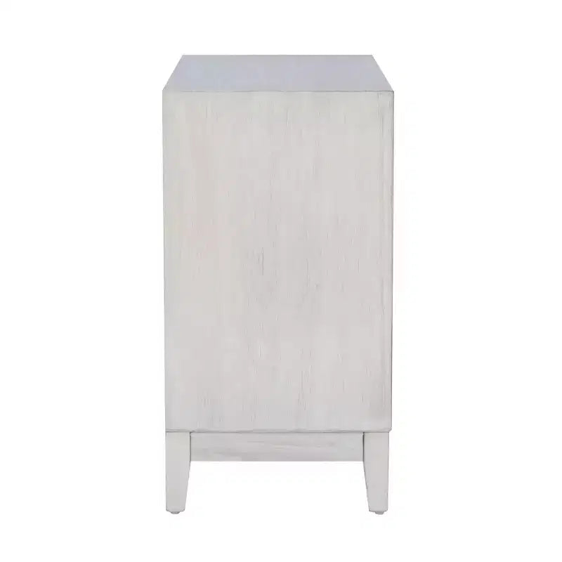 Meuble d'appoint à deux portes et deux étagères en bois massif Powell Buchanan, blanc antique