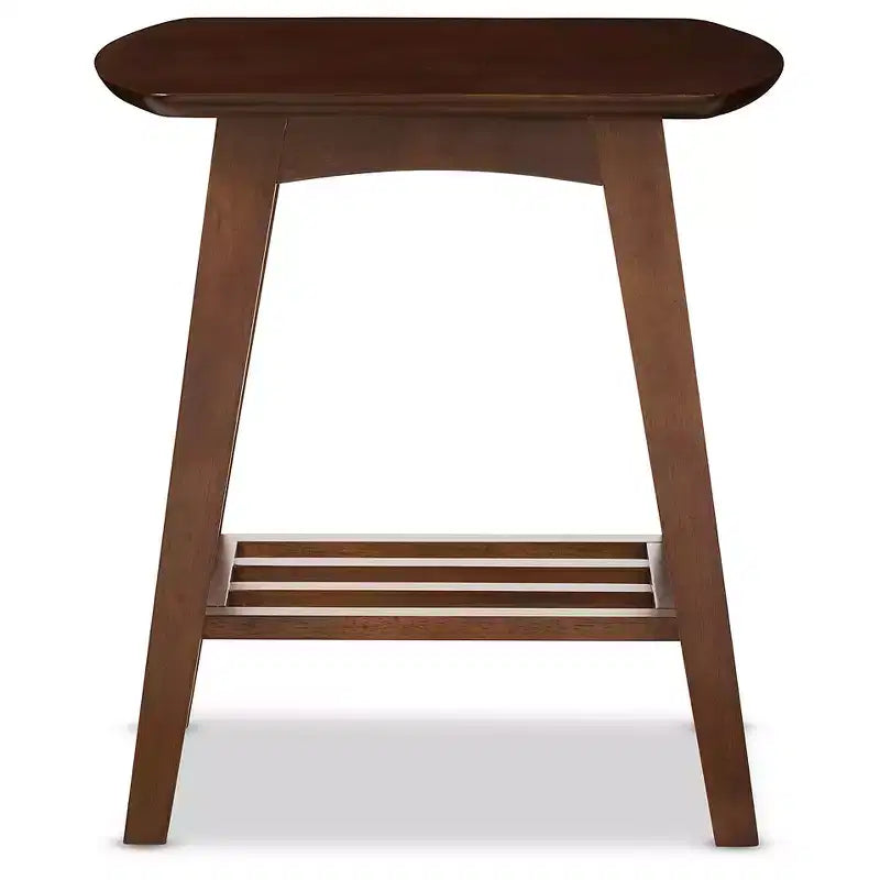 Table d'appoint Sacramento, style scandinave moderne du milieu du siècle : en hévéa, pieds inclinés – Baxton Studio
