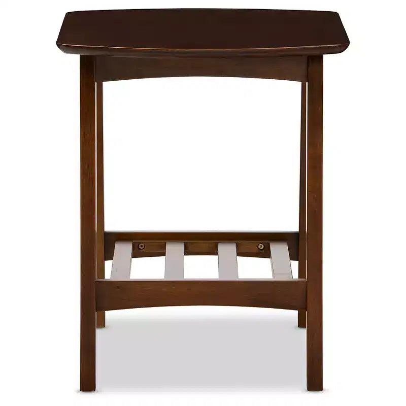Table d'appoint Sacramento, style scandinave moderne du milieu du siècle : en hévéa, pieds inclinés – Baxton Studio