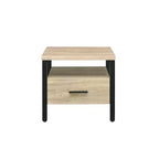 Table d'appoint Yawan 20" chêne/finition noire - Acme Furniture : Rectangulaire avec tiroir, étagère ouverte, glissières métalliques