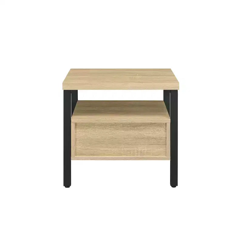 Table d'appoint Yawan 20" chêne/finition noire - Acme Furniture : Rectangulaire avec tiroir, étagère ouverte, glissières métalliques