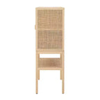 Storied Home Woven Meuble de rangement décoratif 119 cm de hauteur Naturel : Rotin et Pin, 2 portes avec étagère