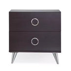Table d'appoint Elms 20 po Acme Furniture Espresso : Fabrication en MDF, Plateau en placage de bois, Tiroir de rangement, Assemblage sans outils