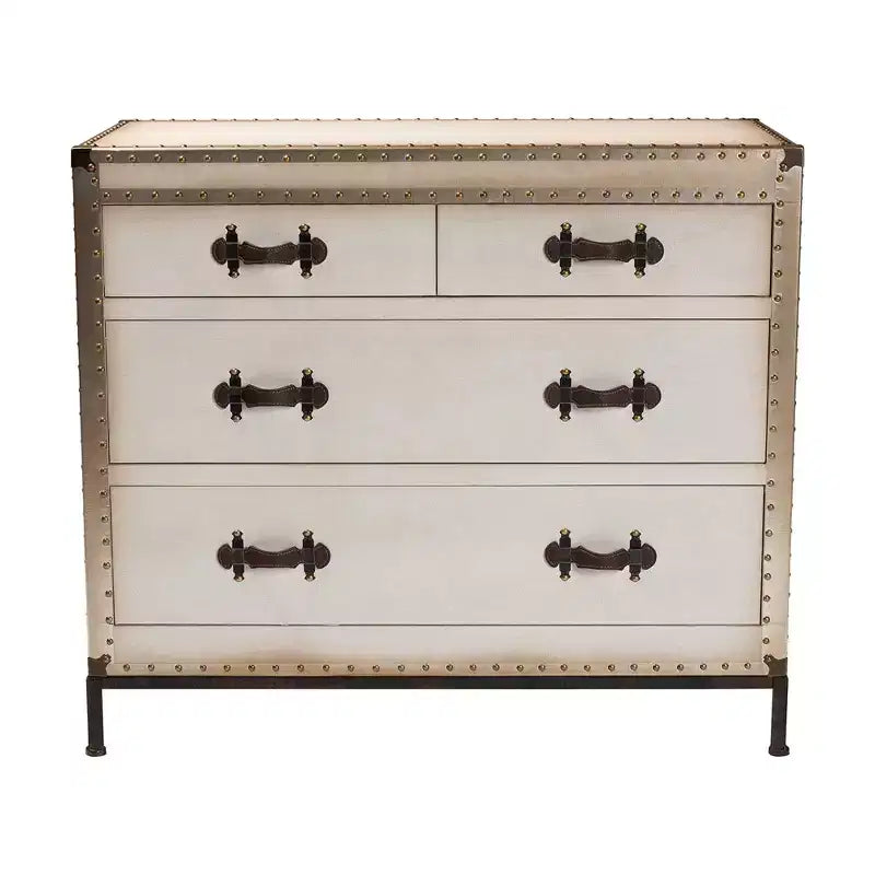 Baxton Studio Benton Armoire de rangement 4 tiroirs en toile beige/café/noir