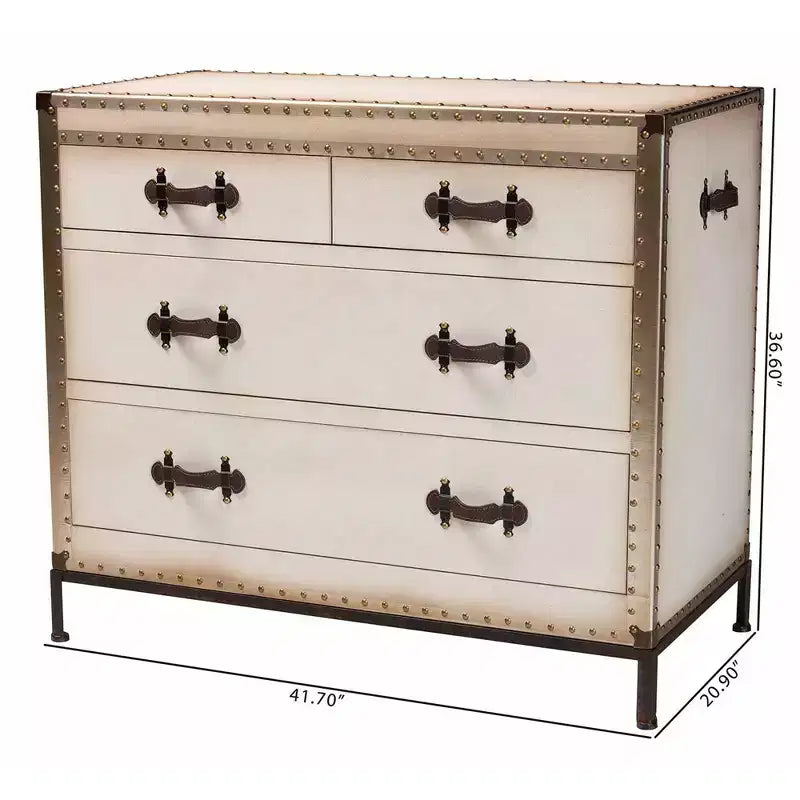 Baxton Studio Benton Armoire de rangement 4 tiroirs en toile beige/café/noir