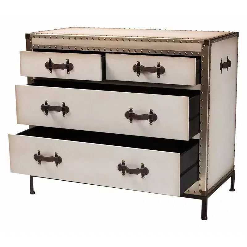 Baxton Studio Benton Armoire de rangement 4 tiroirs en toile beige/café/noir
