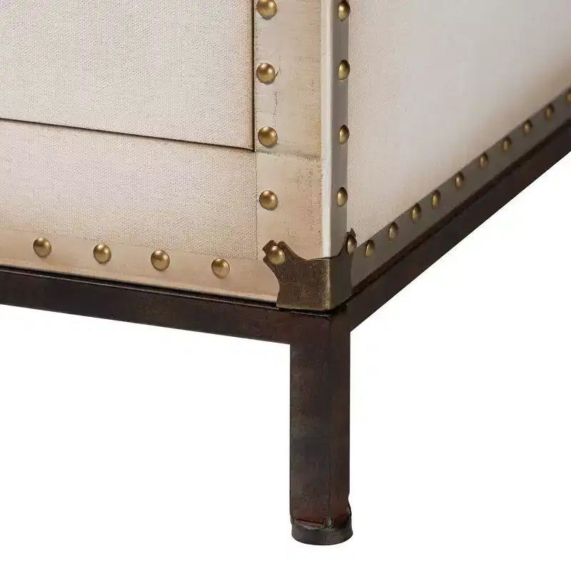 Baxton Studio Benton Armoire de rangement 4 tiroirs en toile beige/café/noir