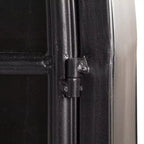 Armoire de rangement décorative noire Storied Home à arche de 76 po : cadre en fer, surface en verre, étagères fixes