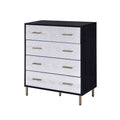 32" Myles Decorative Storage Drawer Black, Silver and Gold Finish - Acme Furniture: Elegant 5-Drawer Chest, Wood Composite, No Assembly Required