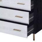 Commode de rangement décorative Myles de 32 po noire, argentée et dorée – Acme Furniture : Élégante commode à 5 tiroirs, bois composite, aucun assemblage requis