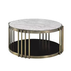Ensemble table basse et table d'appoint 2 pièces Solstice Glam en laiton antique - HOMES: Inside + Out