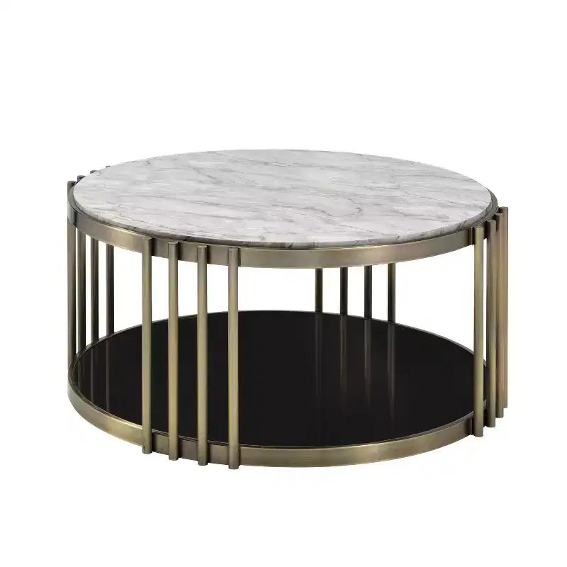 Ensemble table basse et table d'appoint 2 pièces Solstice Glam en laiton antique - HOMES: Inside + Out