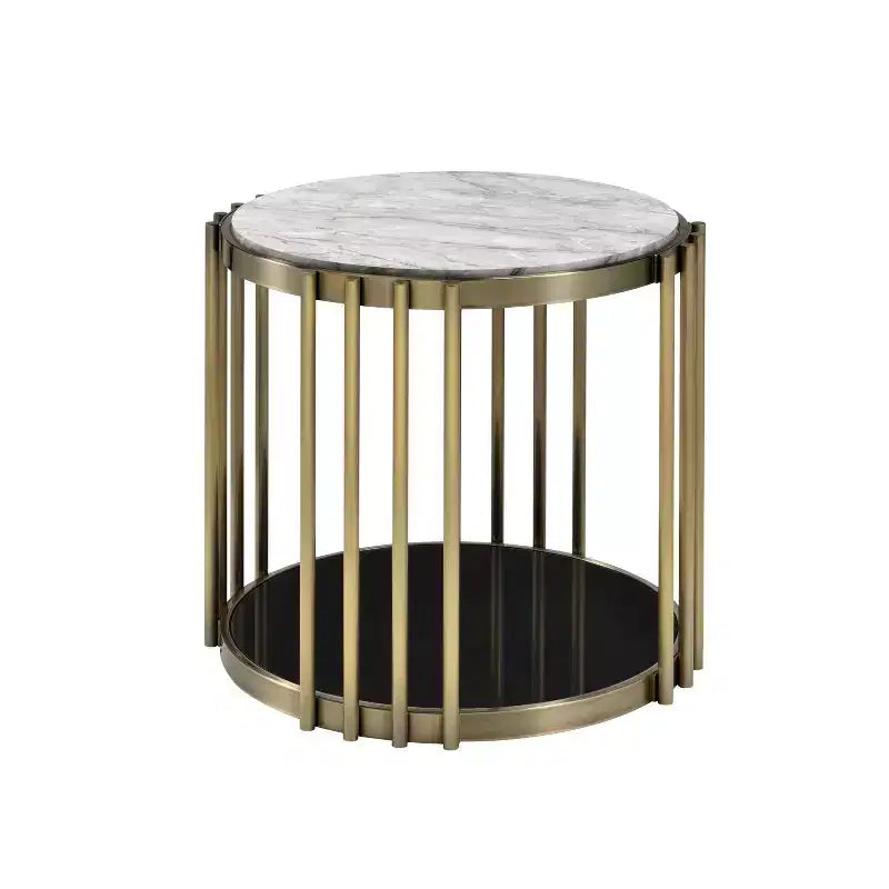 Ensemble table basse et table d'appoint 2 pièces Solstice Glam en laiton antique - HOMES: Inside + Out