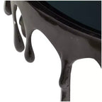 Table basse Melting Drip en métal et verre trempé noir contemporaine – Olivia & May