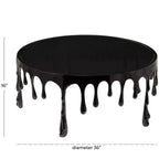 Table basse Melting Drip en métal et verre trempé noir contemporaine – Olivia & May