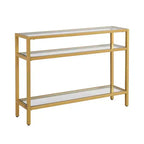 Carolina Living Camden Console 3 Niveaux Dorée : Design Élégant et Étroit, Verre Trempé, Élégance pour l'Entrée