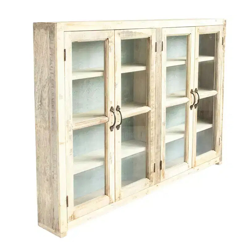 Meuble de rangement décoratif en bois historique de 101,6 cm de haut, 4 portes, brun : Fermeture magnétique, étagères fixes