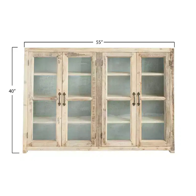 Meuble de rangement décoratif en bois historique de 101,6 cm de haut, 4 portes, brun : Fermeture magnétique, étagères fixes