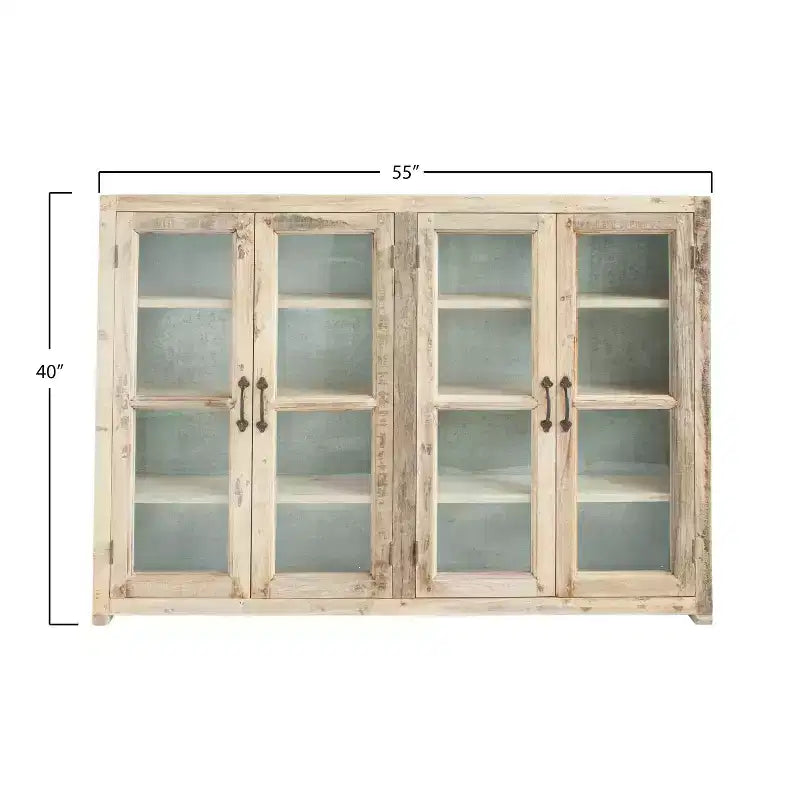 Meuble de rangement décoratif en bois historique de 101,6 cm de haut, 4 portes, brun : Fermeture magnétique, étagères fixes