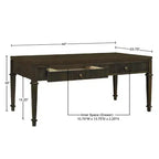 Martha Stewart Kenna Table Basse 2 Tiroirs Cannelée Marron : Placage Bois Traditionnel, Rangement, Pieds Coniques, Quincaillerie en Laiton