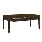 Martha Stewart Kenna Table Basse 2 Tiroirs Cannelée Marron : Placage Bois Traditionnel, Rangement, Pieds Coniques, Quincaillerie en Laiton