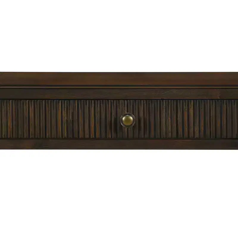 Martha Stewart Kenna Table Basse 2 Tiroirs Cannelée Marron : Placage Bois Traditionnel, Rangement, Pieds Coniques, Quincaillerie en Laiton