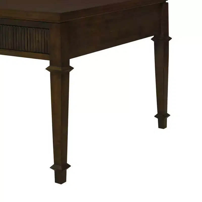 Martha Stewart Kenna Table Basse 2 Tiroirs Cannelée Marron : Placage Bois Traditionnel, Rangement, Pieds Coniques, Quincaillerie en Laiton