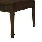 Martha Stewart Kenna Table Basse 2 Tiroirs Cannelée Marron : Placage Bois Traditionnel, Rangement, Pieds Coniques, Quincaillerie en Laiton
