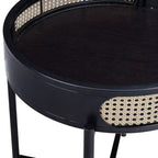 Table d'appoint Colson 22" finition noire - Acme Furniture : Détail en rotin, Cadre en métal, Dessus en bois, Aucun assemblage requis