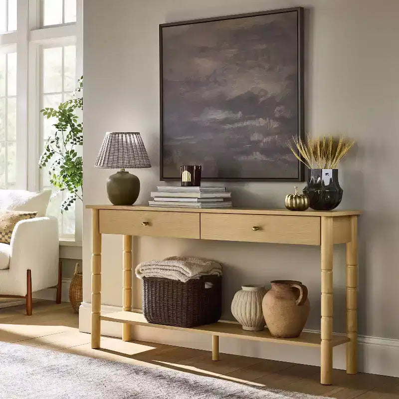 Table console moderne en bois de 60 po avec tiroir, brun - Threshold™ conçue avec Studio McGee