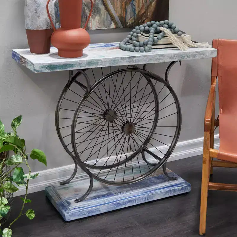 Table console rustique marron - Olivia & May : Cadre en fer robuste, Aucun assemblage requis, Utilisation en intérieur