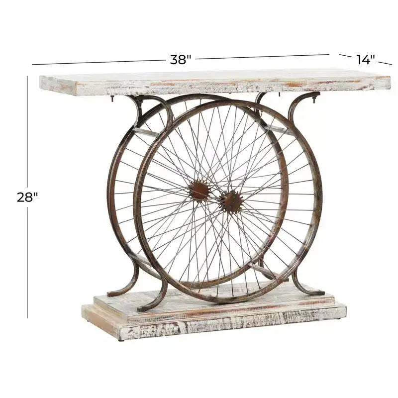 Table console rustique marron - Olivia & May : Cadre en fer robuste, Aucun assemblage requis, Utilisation en intérieur