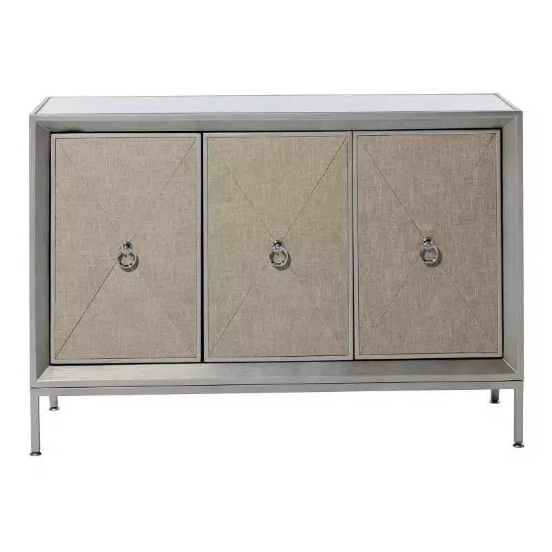 Glam Wood Cabinet Gray - Olivia & May: Stylish Indoor Storage with 2 Shelves, No Assembly Required