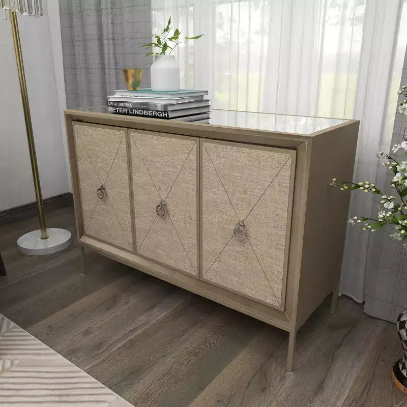 Glam Wood Cabinet gris - Olivia & May : Rangement intérieur élégant avec 2 étagères, aucun assemblage requis