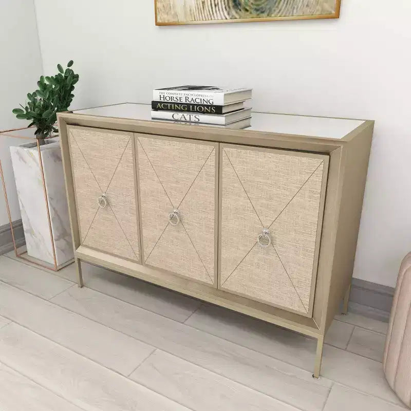 Glam Wood Cabinet gris - Olivia & May : Rangement intérieur élégant avec 2 étagères, aucun assemblage requis