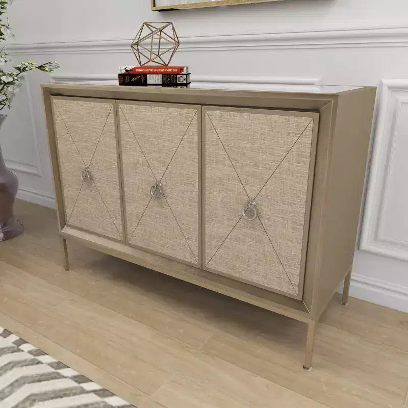 Glam Wood Cabinet gris - Olivia & May : Rangement intérieur élégant avec 2 étagères, aucun assemblage requis