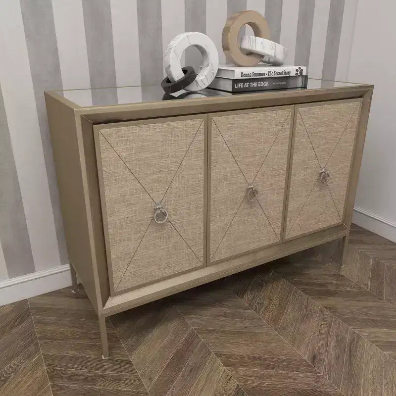 Glam Wood Cabinet gris - Olivia & May : Rangement intérieur élégant avec 2 étagères, aucun assemblage requis